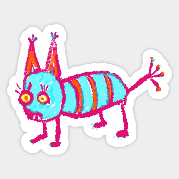 Crazy Hot Pink Alien Monster Creature Sticker by AshleyWilksArt